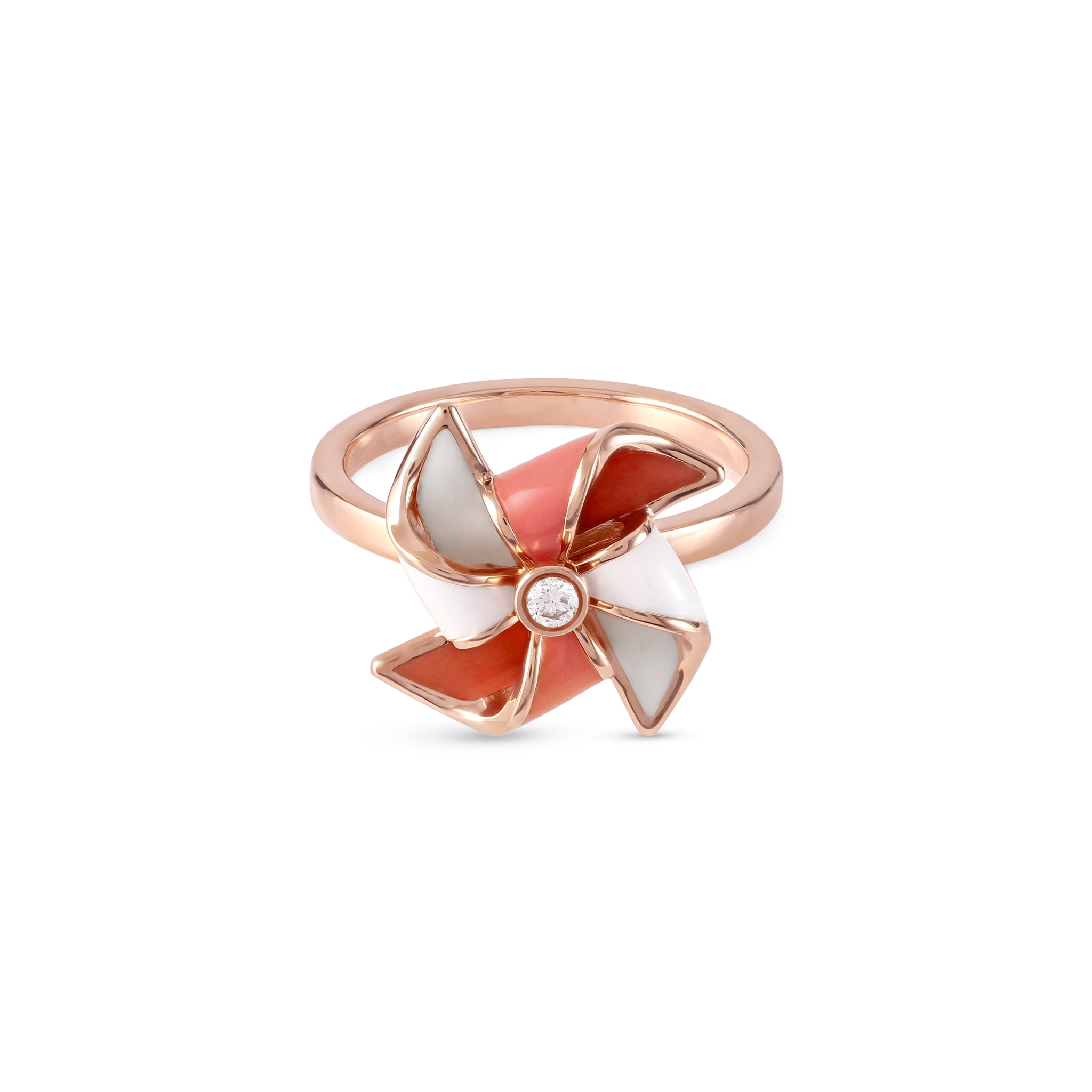 FARAH RING Peach Enamel and Diamond – Chaima Dridi